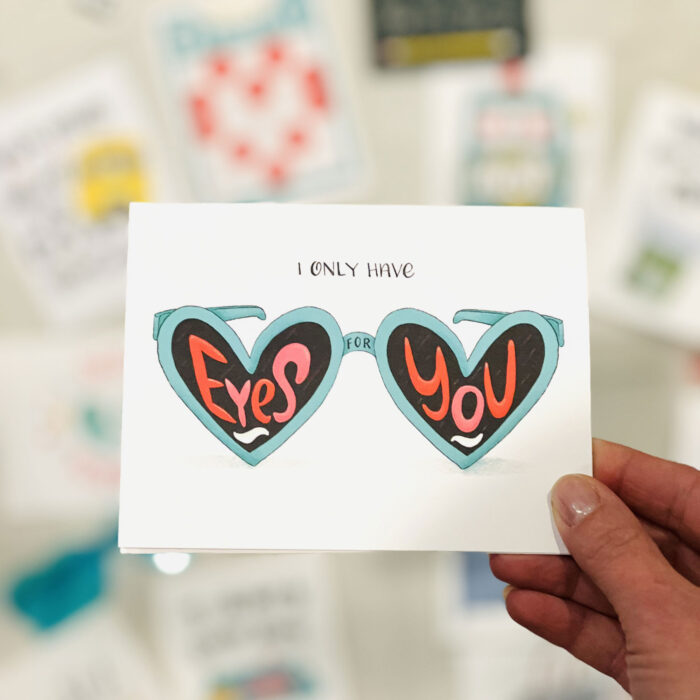 Heart Glasses greeting card in hand