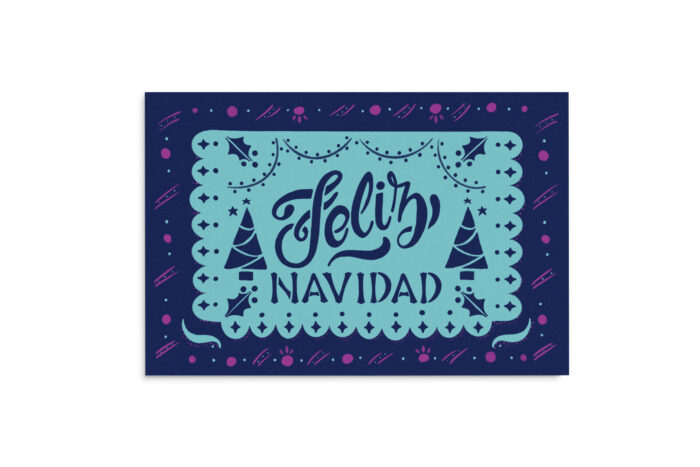 Feliz Navidad Papel Picado Postcard front from Faye & Co