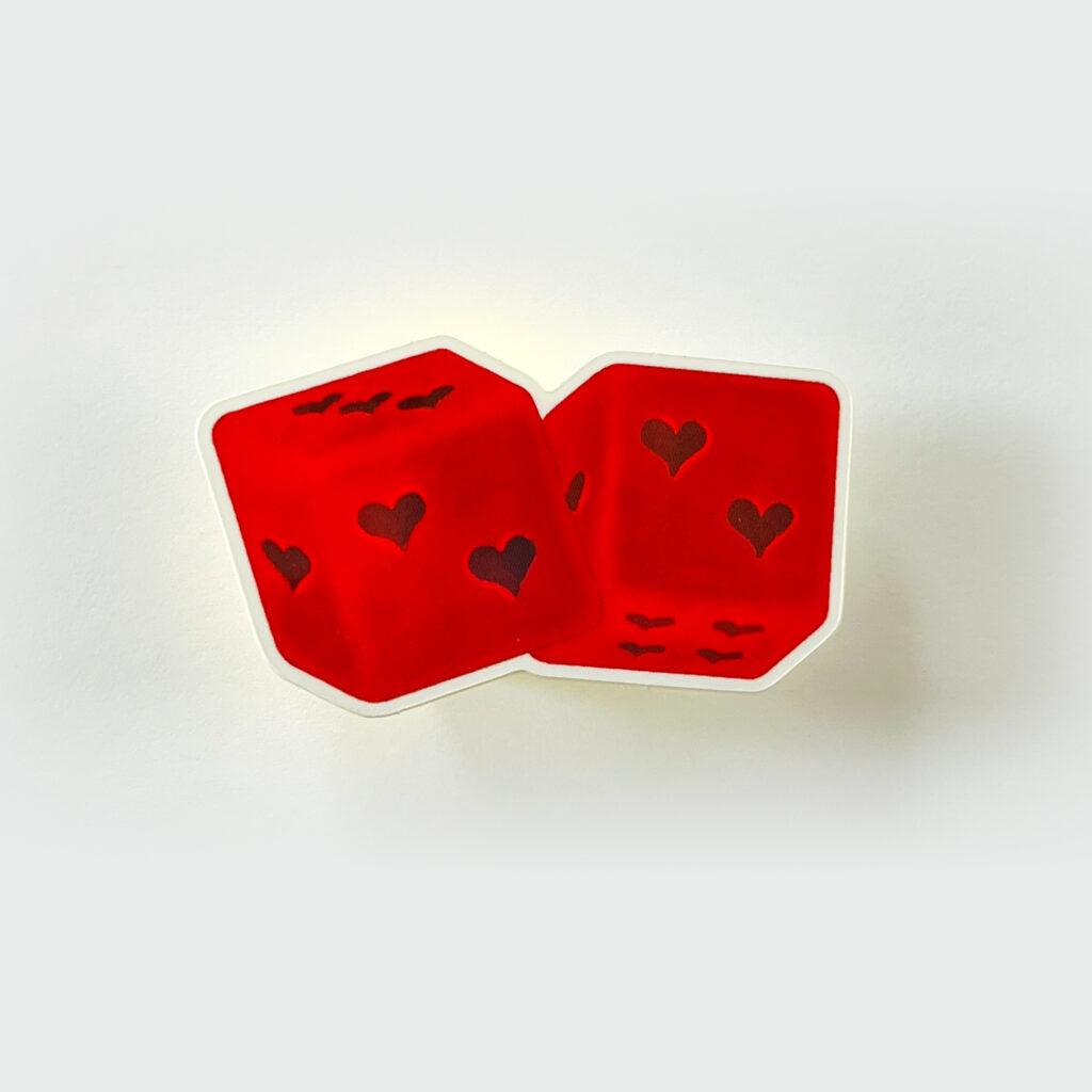 Dice with Hearts Sticker from Faye & Co