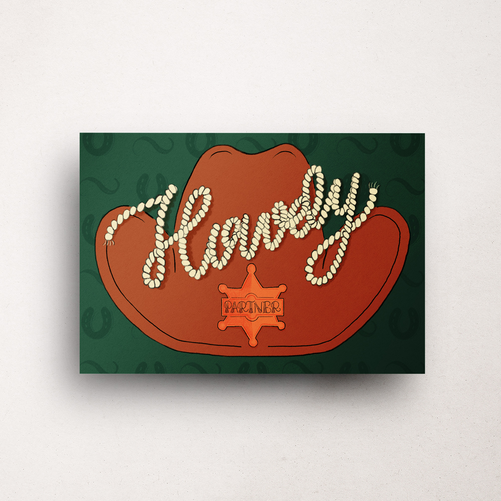 Howdy Partner Cowboy Hat Postcard by Faye & Co.