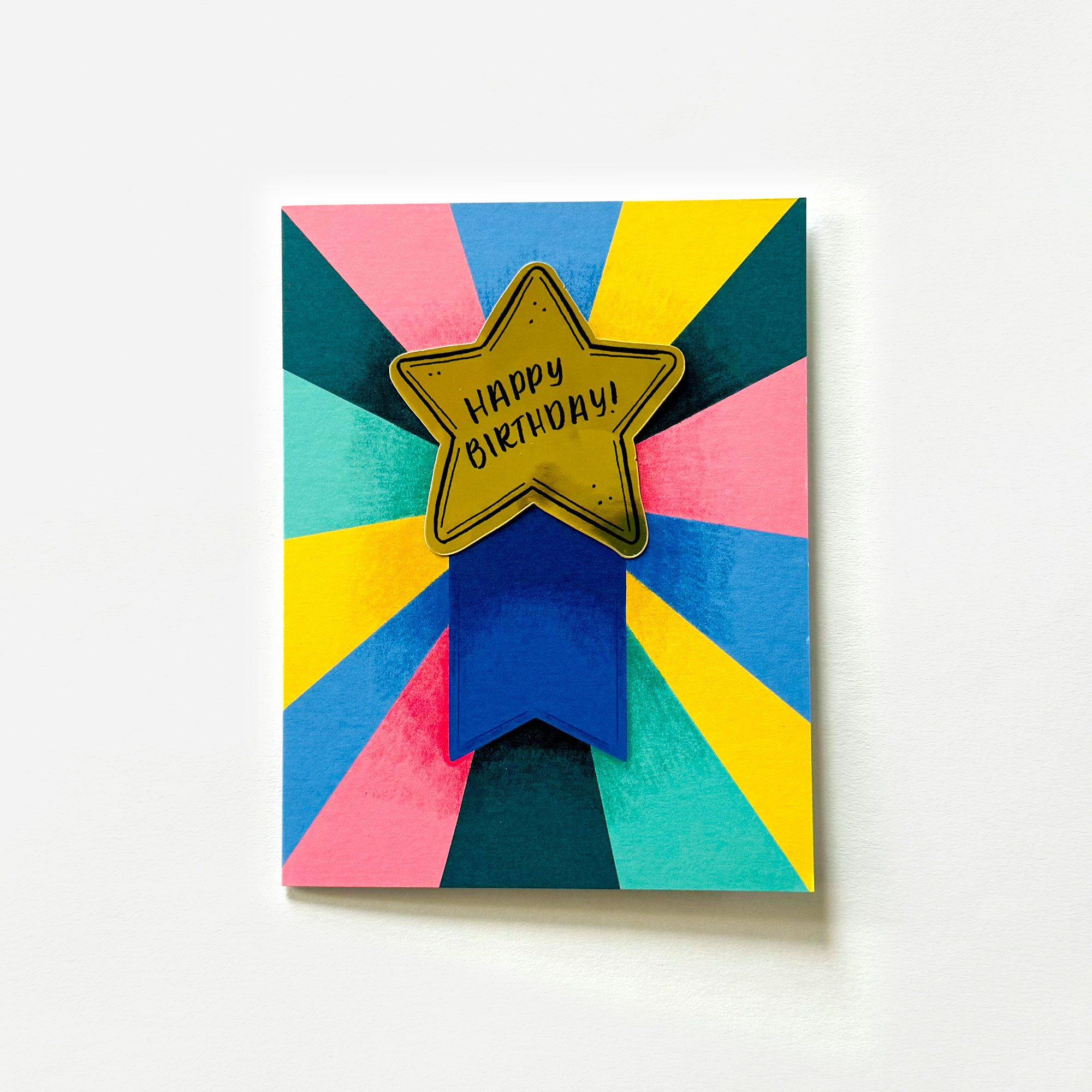 Happy Birthday! Star Award Greeting Card with Gold Keepsake Sticker