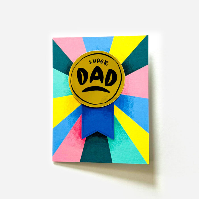 Super Dad! Circle Award Greeting Card with Gold Keepsake Sticker