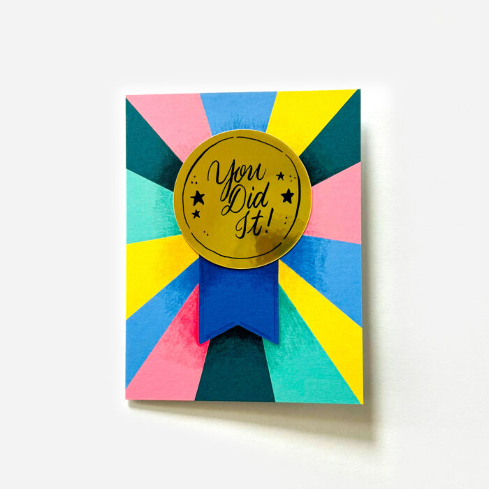 You Did It! Circle Award Greeting Card with Gold Keepsake Sticker