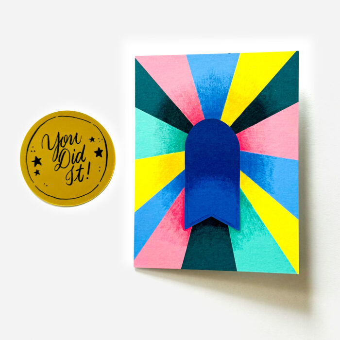 You Did It! Circle Award Greeting Card with Gold Keepsake Sticker