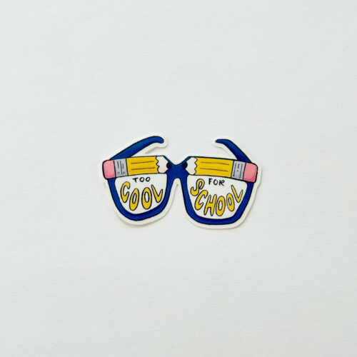 Too Cool for School Pencil Glasses Sticker