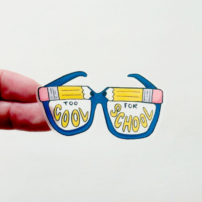 Too Cool for School Pencil Glasses Sticker