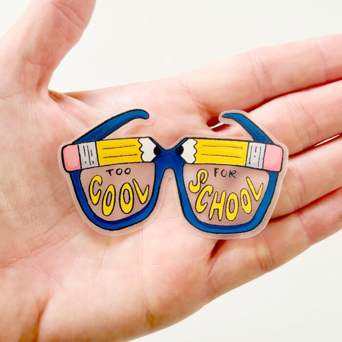 Too Cool for School Pencil Glasses Sticker