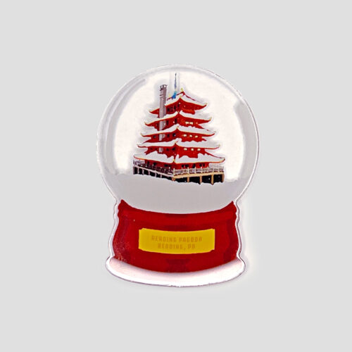 Reading Pagoda Acrylic Snow Globe Pin