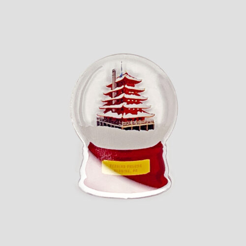 Reading Pagoda Mini Snow Globe Pin