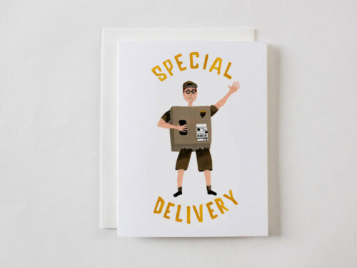 Special Delivery parcel worker greeting card
