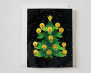 Candlelit Tree with gold accents Greeting Card by Faye & Co.
